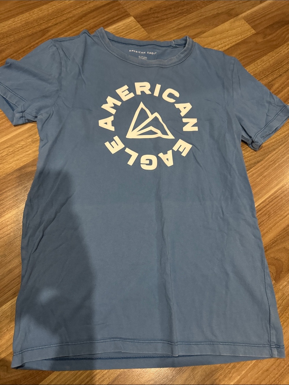 American Eagle Outfitters Dusty Blue Logo Short Sleeve Tee